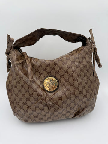 Handbag Luxury Designer By Gucci In Brown, Size:Large
