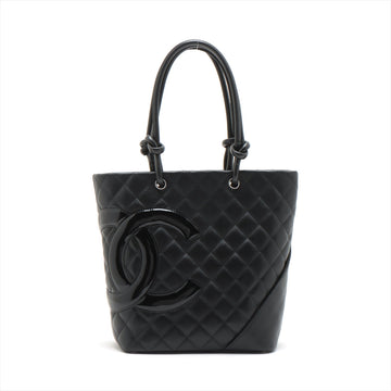Chanel Combon Line  Leather   Handbag Black Silver G