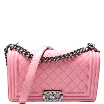 Chanel Boy Flap Medium Old Lambskin 15-20M Pink