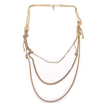 Chanel Crystal CC Mutli Chain Long Necklace Gold