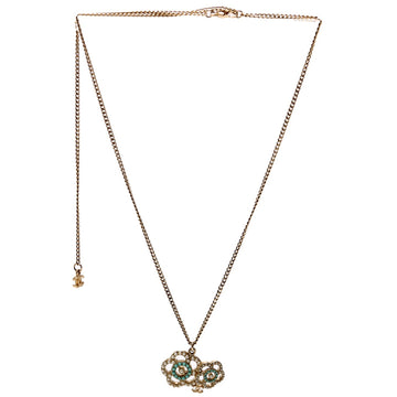 Chanel Coco Camelia Necklace Gold/Teal