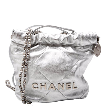 Chanel Chanel 22 Mini Metallic CalBNkin RFID Silver