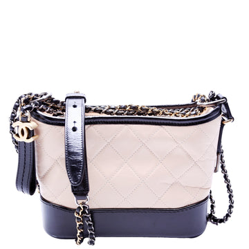 Chanel Gabrielle Hobo Small CalBNkin 25M Beige/Black