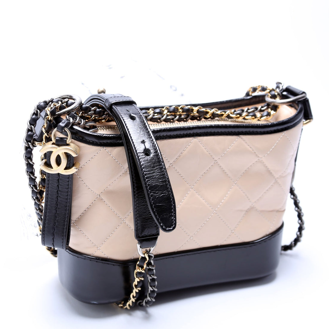 Chanel Gabrielle Hobo Small CalBNkin 25M Beige/Black