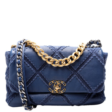 Chanel 19 Large Flap Crocheted CalBNkin 30M