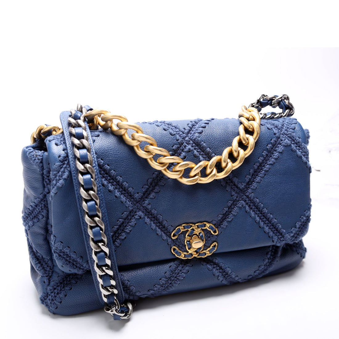 Chanel 19 Large Flap Crocheted CalBNkin 30M