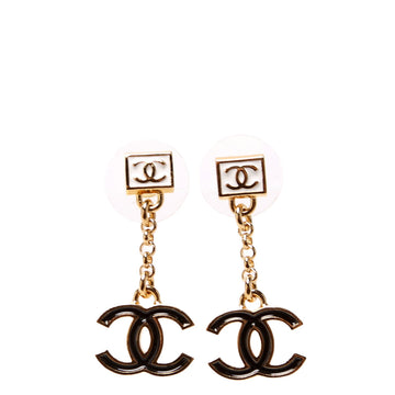 Chanel Square CC Drop Earrings Gold/Multicolor