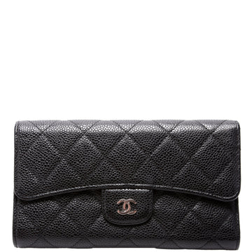 Chanel Classic Flap Wallet Long Caviar Black
