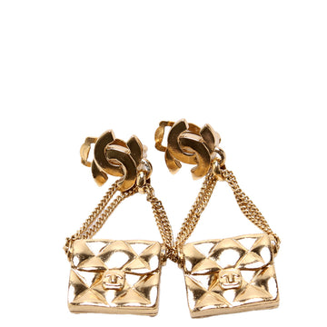 Chanel CC Flap Bag Drop Clip-On Earrings Gold