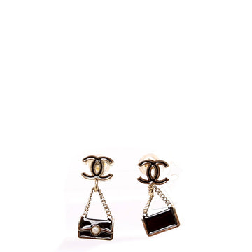 Chanel Mini CC Flap Bag Drop Earrings Gold/Black