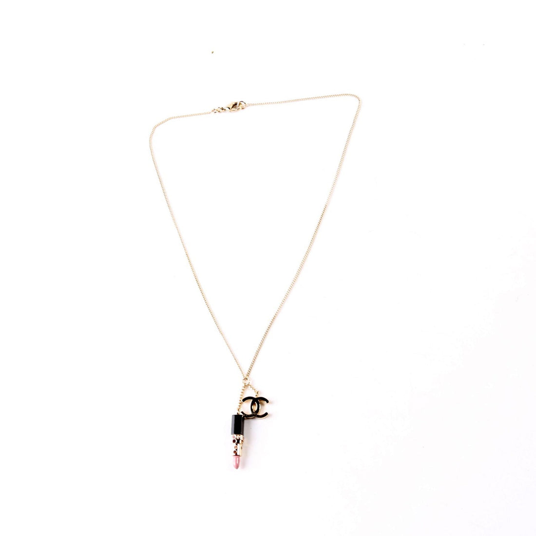Chanel CC Lipstick Pendant Necklace Gold