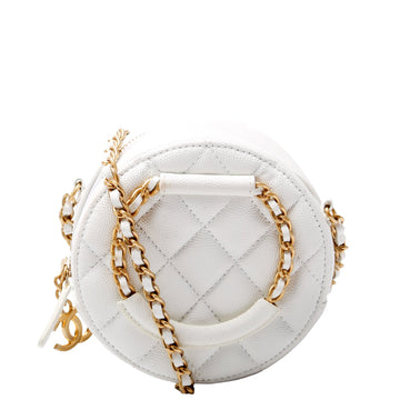 Chanel Woven Chain Top Handle Round White