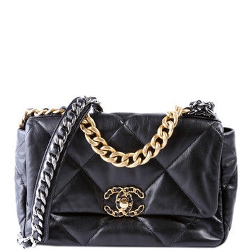 Chanel Quilted Goatskin 19 Medium Flap 30M Black