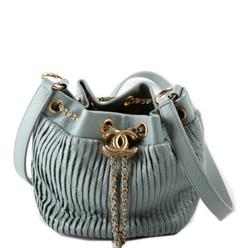 Chanel Coco Pleats Drawstring Bag 24M Blue