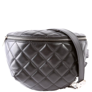 Chanel Quilted Uniform Waist Belt Bag Lambskin 29M Black