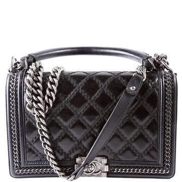 Chanel Boy Flap Medium Old Top Handle 21M Black