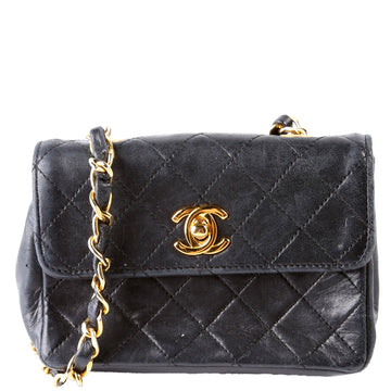 Chanel CC Quilted Lambskin Extra Mini Flap Bag 1M  Black