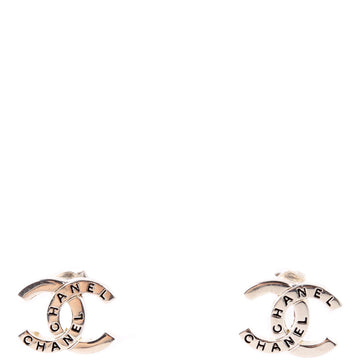 Chanel CC Logo Small Stud Earrings Silver