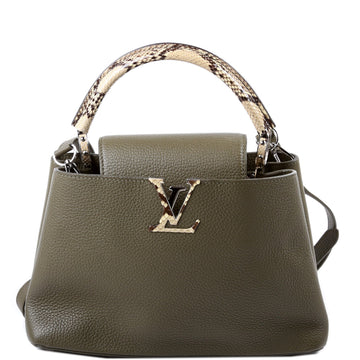 Louis-Vuitton Capucines PM Taurillon/Python Green