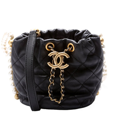 Chanel About Pearls Bucket Bag Mini CalBNkin 31M Black