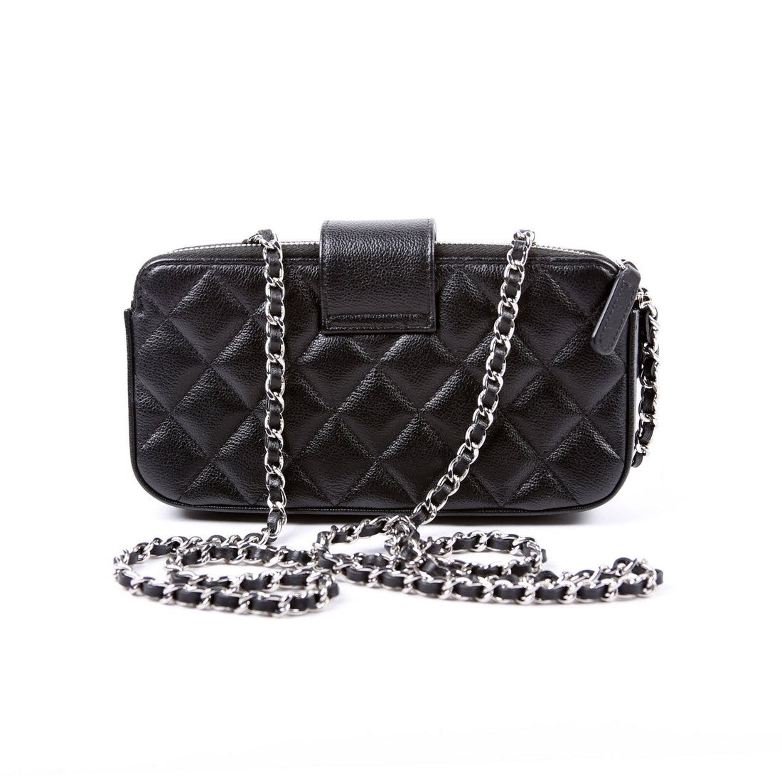 Chanel WOC CC Box Clutch Double Zip Grain CalBNkin 29M Black