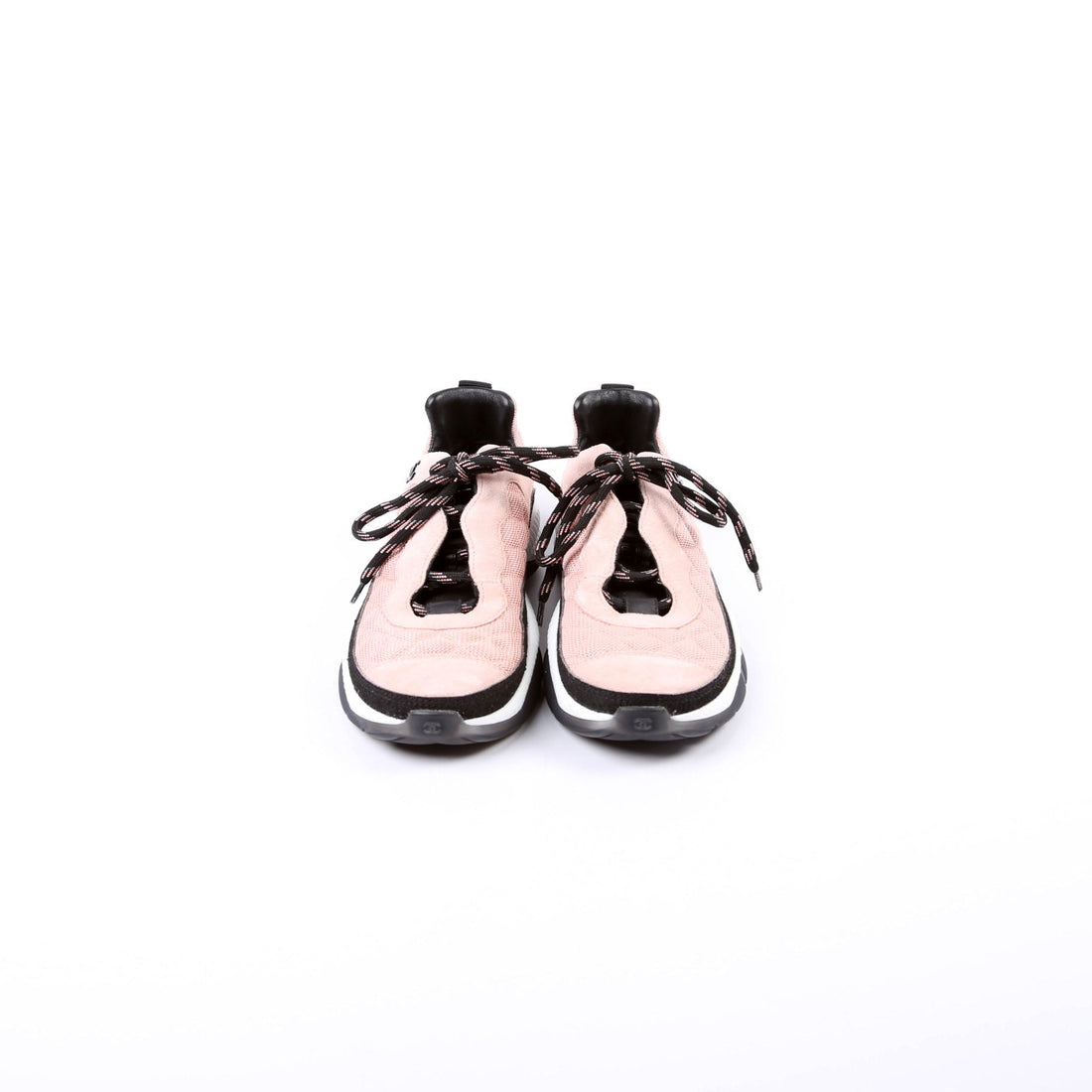 Chanel CC Suede/Fabric Trainers Size 39.5 Pink