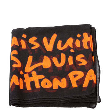 Louis-Vuitton Graffiti Monogram Bandana Cotton Black/Orange