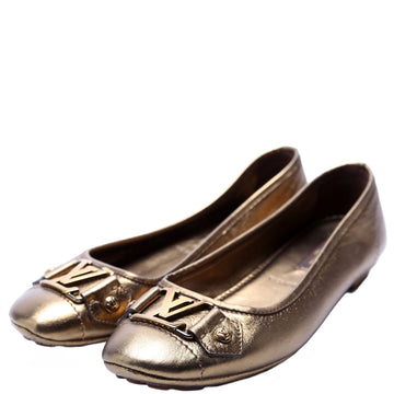 Louis-Vuitton LV Bronze Leather Ballet Flats Size .