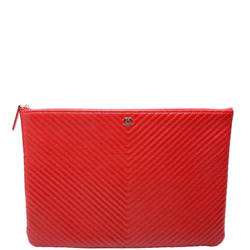 Chanel O Case Medium Caviar Chevron Red