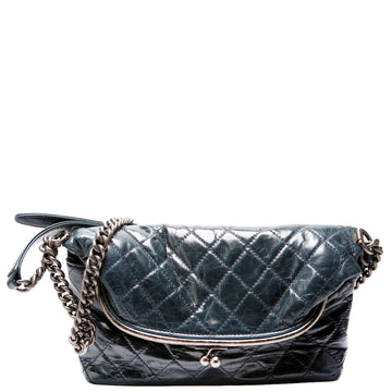 Chanel Tabatiere Kisslock Fold Over Quilted Aged CalBNkin Bag 21M