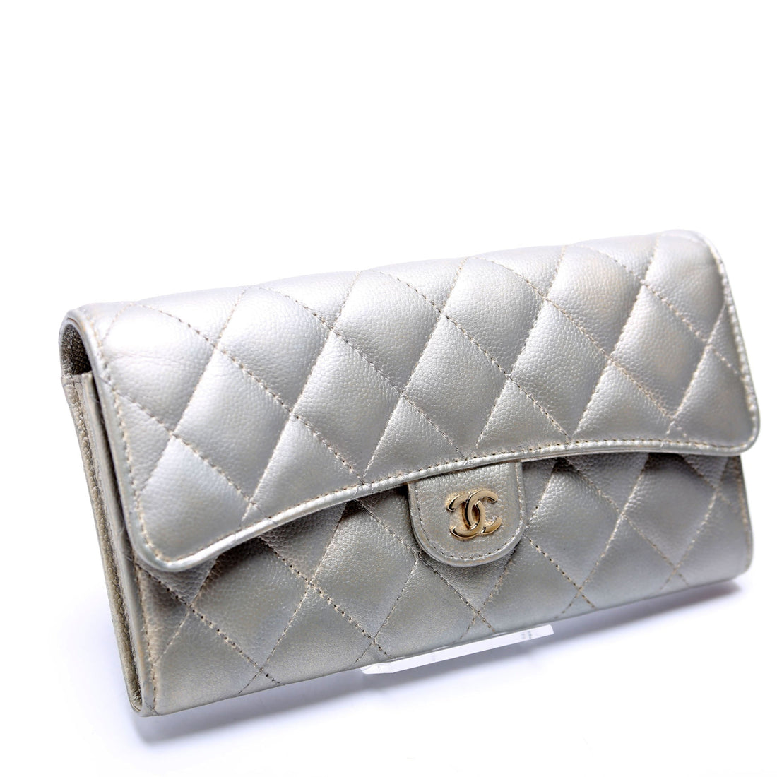 Chanel Classic Flap Wallet Long Caviar Grey