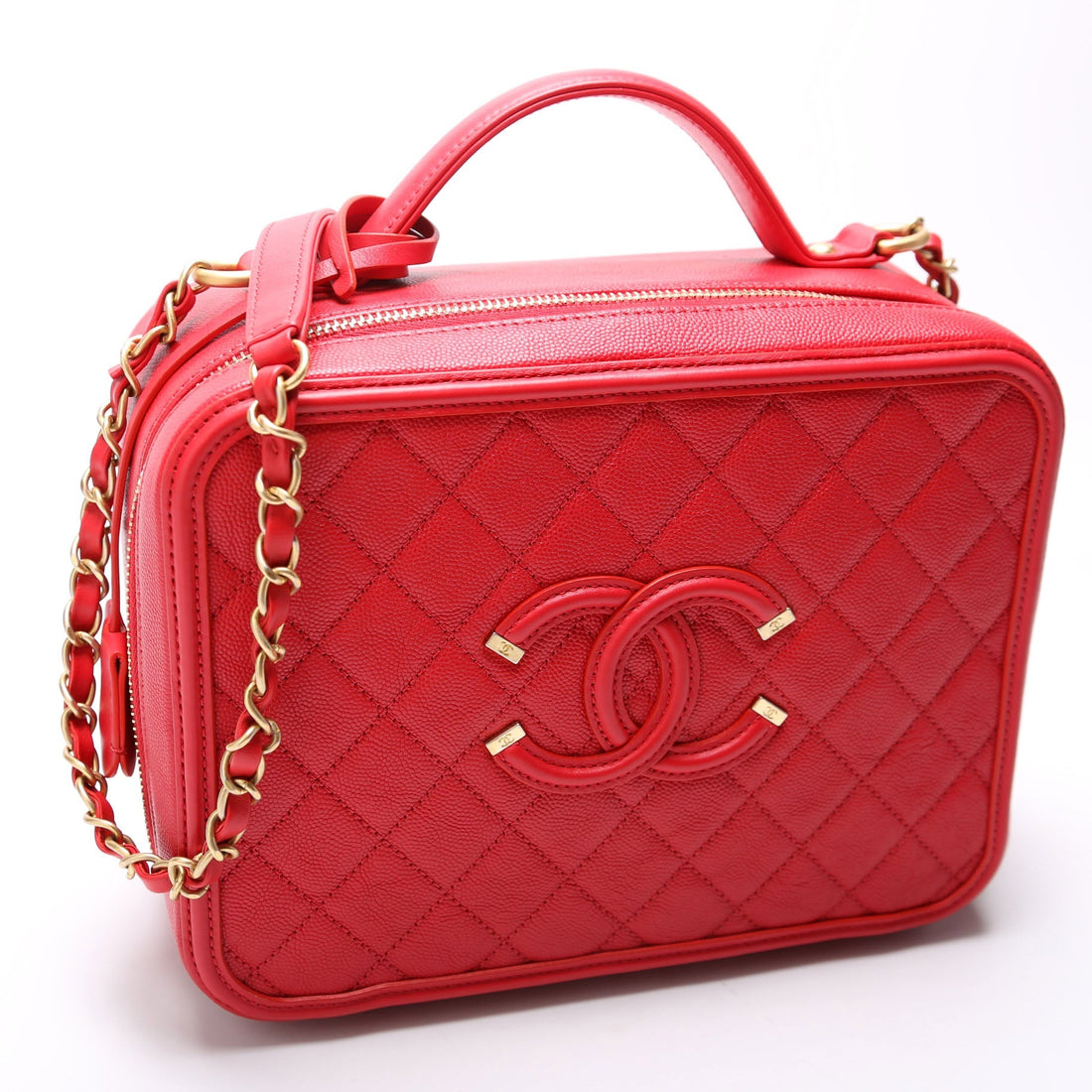 Chanel Filigree Vanity Case Large 25M Red