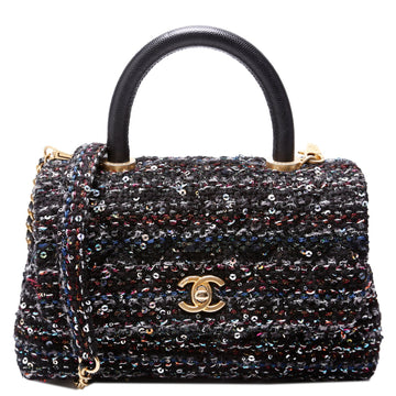 Chanel Coco Top Handle Extra Mini Tweed/Sequin 30M Black/Multicolor