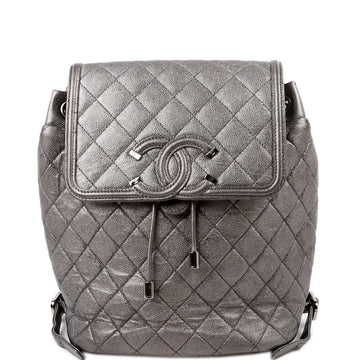 Chanel CC Filigree Backpack Metallic Caviar 26M