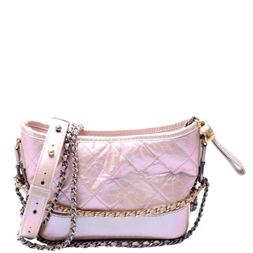Chanel Gabrielle Hobo Small CalBNkin Iridescent 25M Tan/Pink