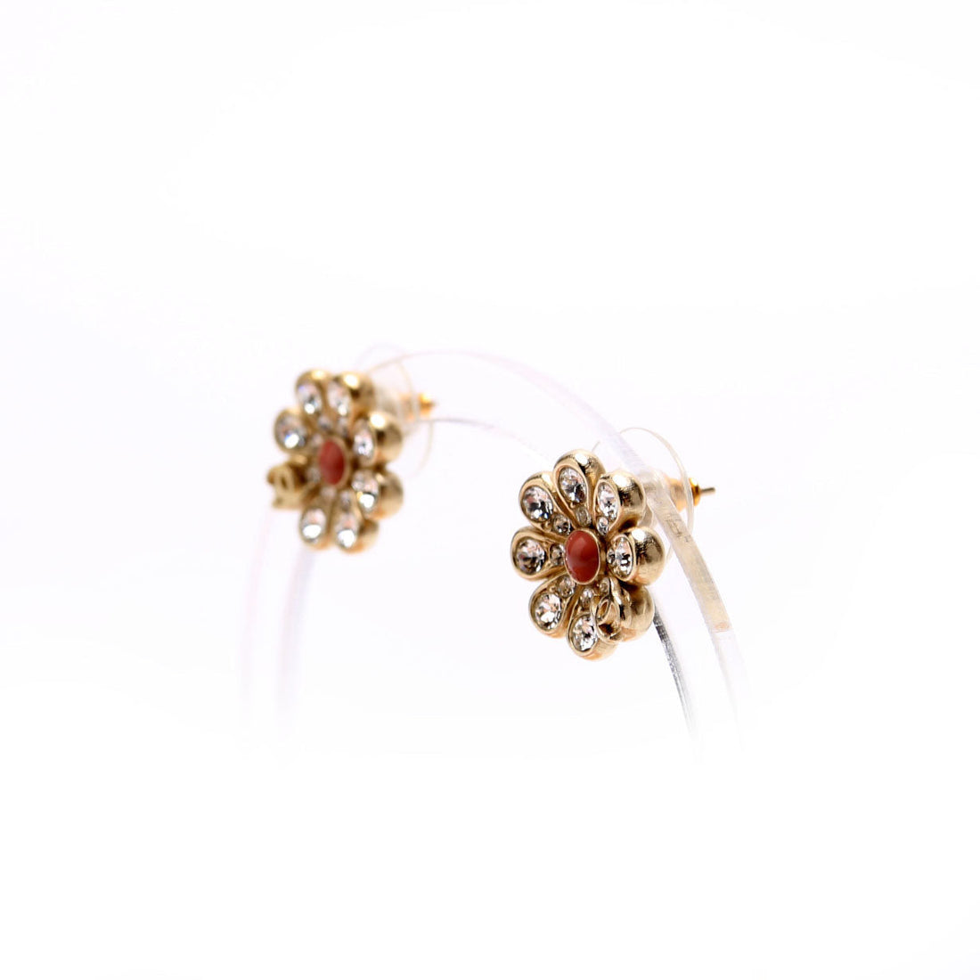Chanel Crystal CC Flower Studs