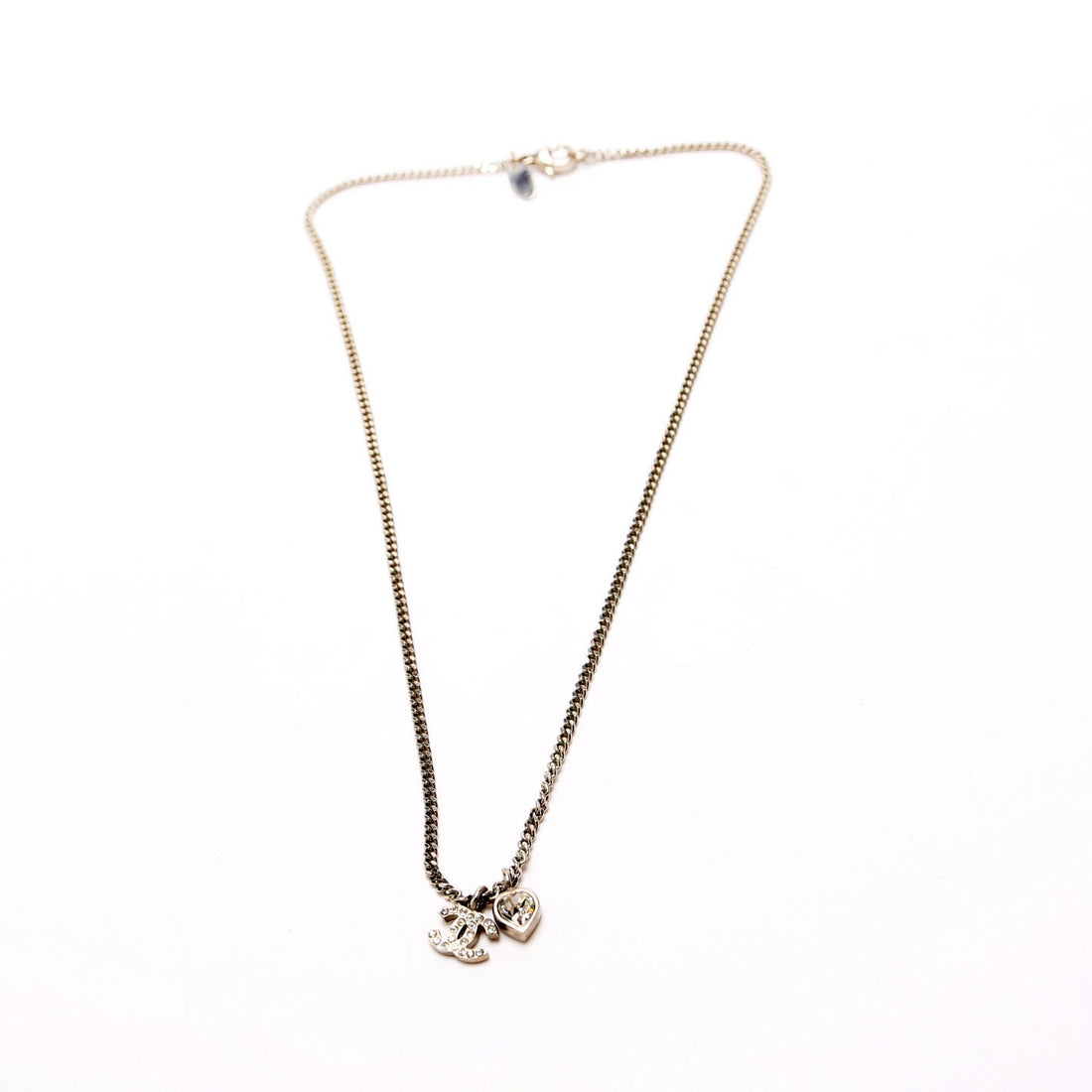 Chanel Crystal CC Heart Pendant