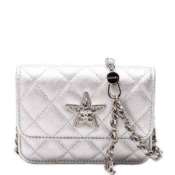 Chanel Star Flap Quilted Goatskin Belt Bag RFID Silver