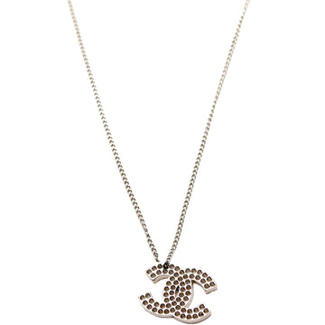 Chanel CC Cut Out Medium Pendent Necklace Silver