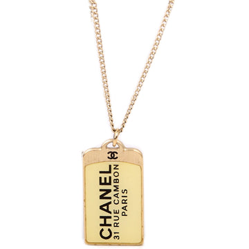 Chanel Cambon Dog Tag Long Necklace Gold