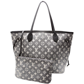 Louis-Vuitton Neverfull W/Wallet MM Monogram Denim Jacquard