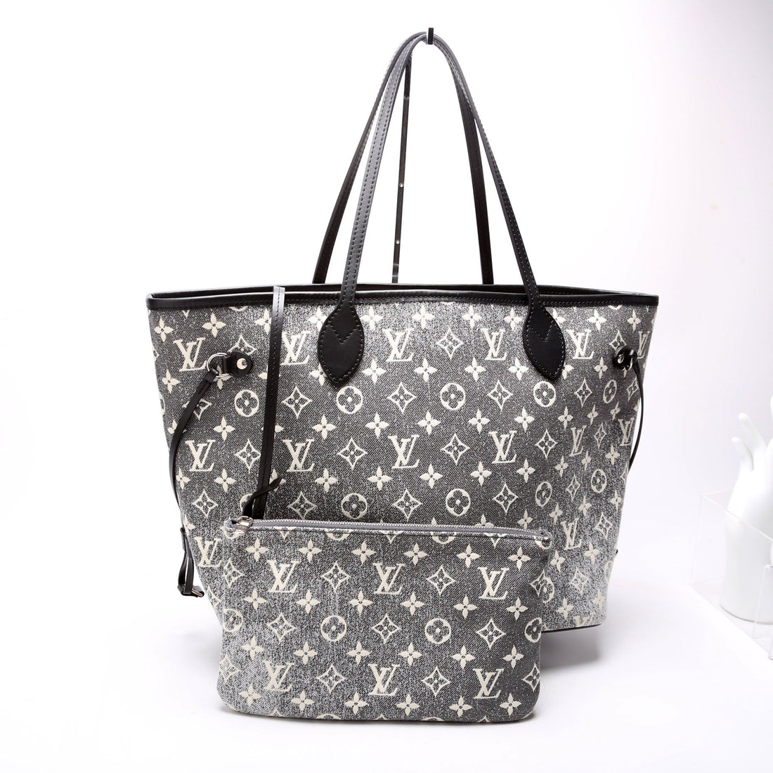 Louis-Vuitton Neverfull W/Wallet MM Monogram Denim Jacquard