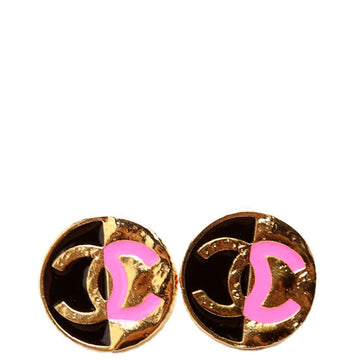 Chanel CC Split Enamel Stud Earrings Gold/Multi