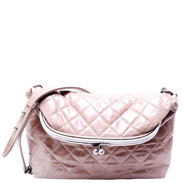 Chanel Tabatiere Kisslock Fold Over Quilted Aged CalBNkin Bag 21M Brown
