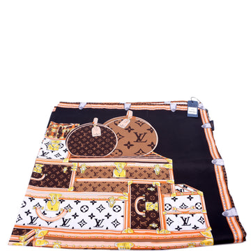 Louis-Vuitton Let's Go Square  Silk Scarf Brown