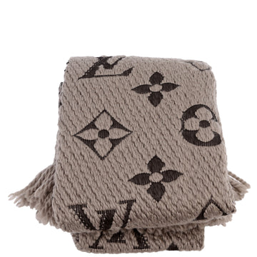 Louis-Vuitton Logomania Wool/Silk Scarf Grey
