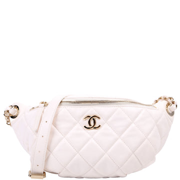 Chanel Matelasse Waist Chain Lambskin RFID White