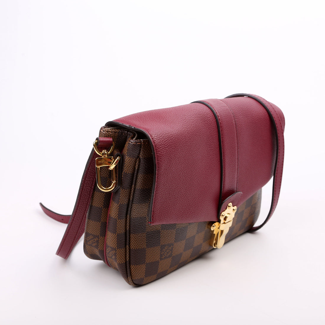 Louis-Vuitton Clapton Crossbody Damier Ebene Burgundy