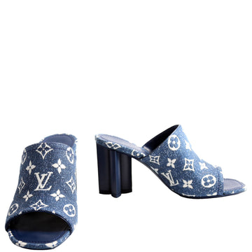 Louis-Vuitton Silhouette Denim Mules Size  Blue