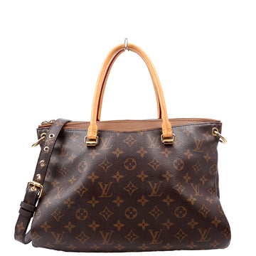 Louis-Vuitton Pallas Tote Monogram Canvas Side Brown